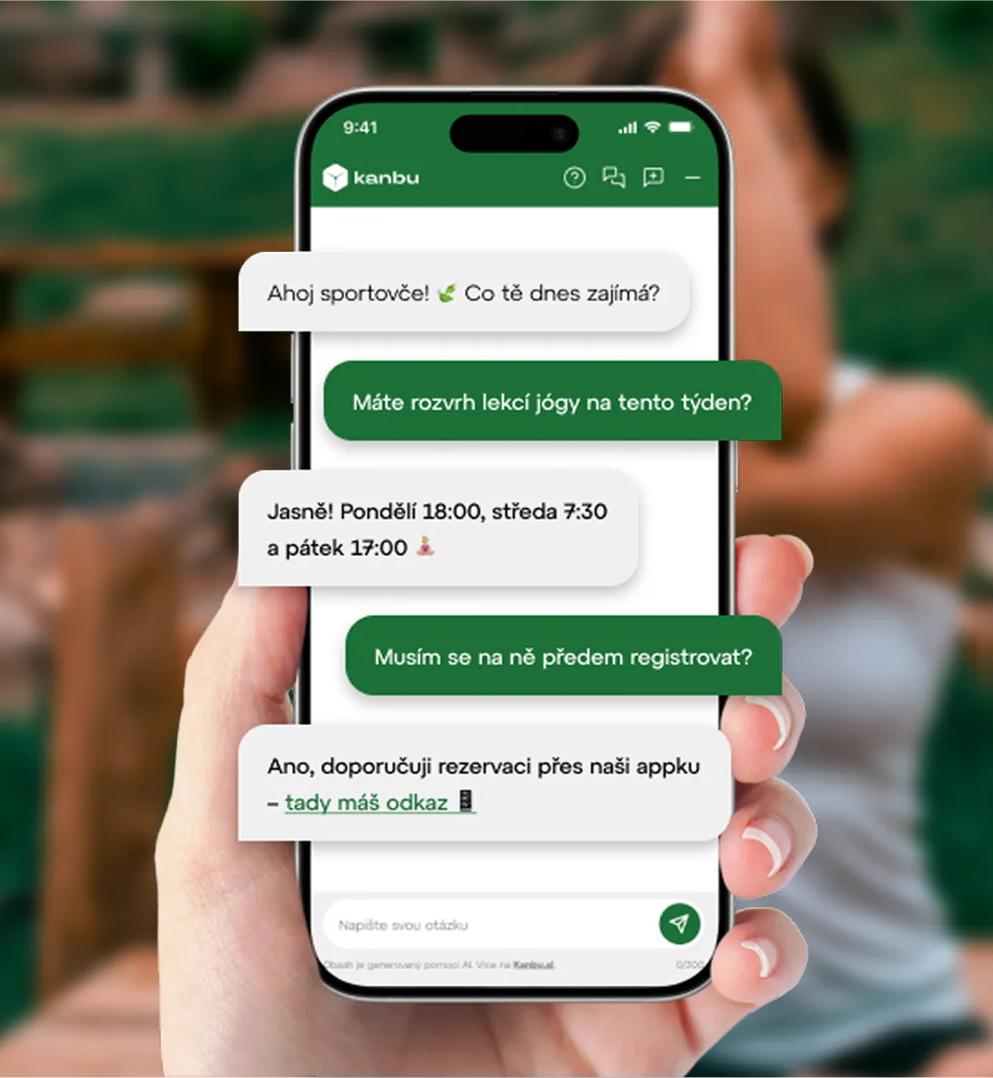 phone display with green bg