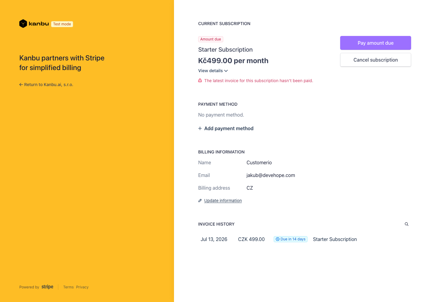 Cancelling a subscription in the Stripe Customer Portal