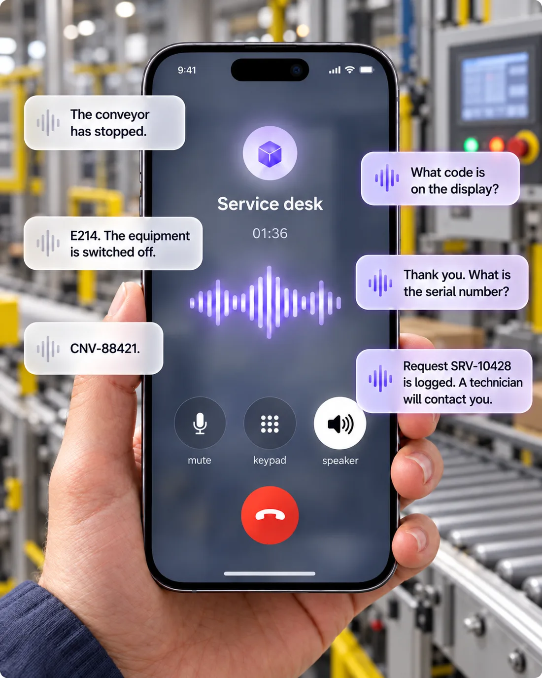 Machine fault by phone