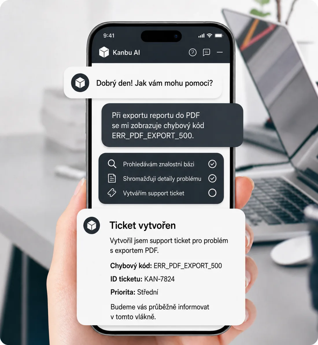 Hlášení chyby a ticket