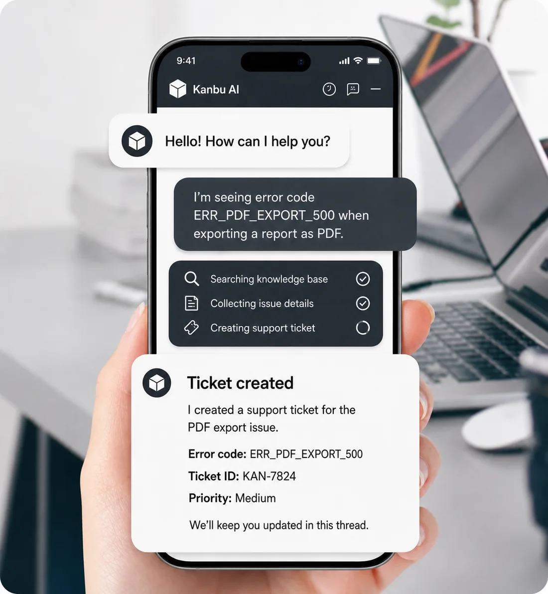 Error report and ticket