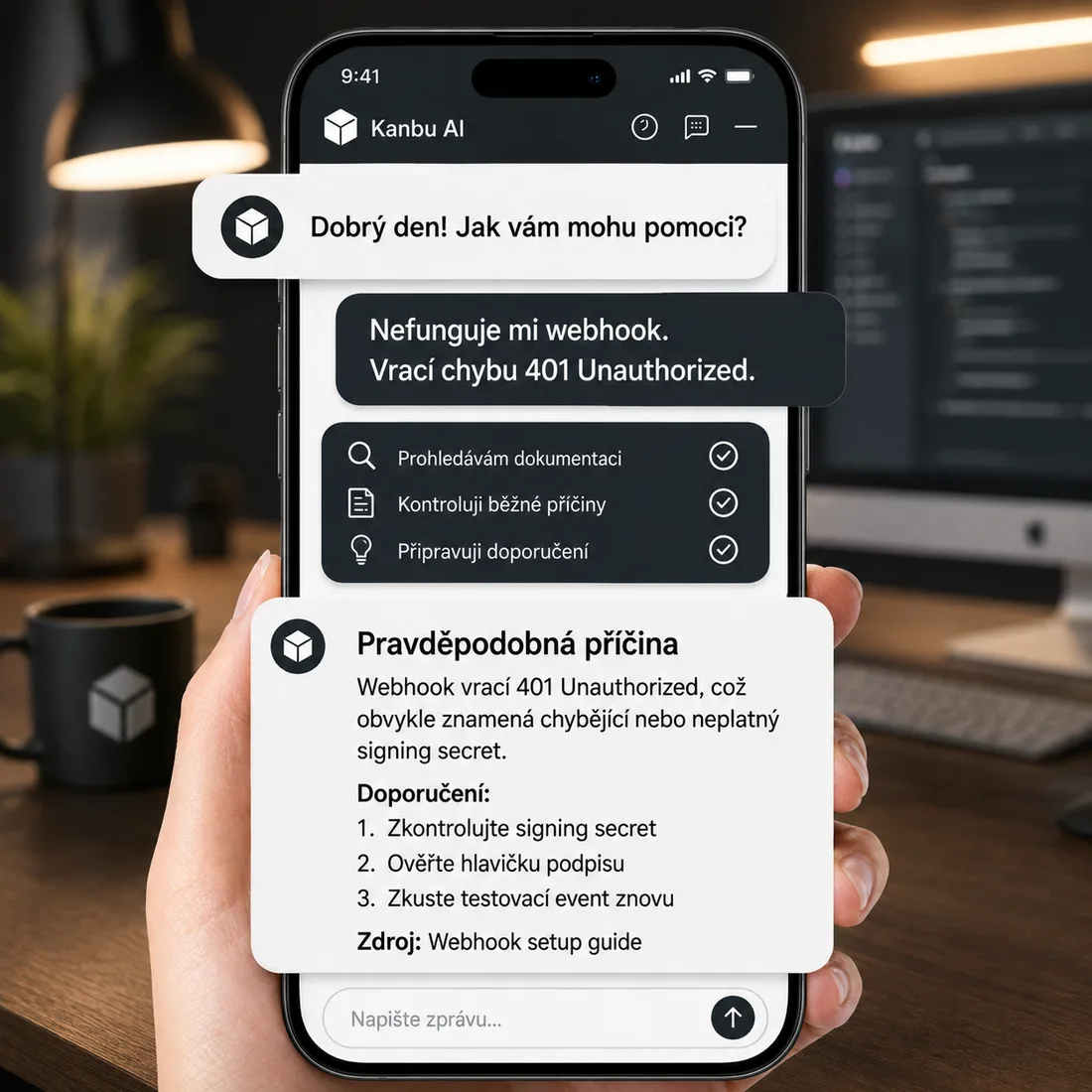 Vyšetření webhook chyby